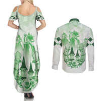 Kentucky Horse Racing Couples Matching Summer Maxi Dress and Long Sleeve Button Shirt 151st Anniversary Green Version LT05