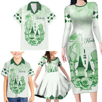 Kentucky Horse Racing Family Matching Long Sleeve Bodycon Dress and Hawaiian Shirt 151st Anniversary Green Version LT05