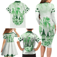 Kentucky Horse Racing Family Matching Long Sleeve Bodycon Dress and Hawaiian Shirt 151st Anniversary Green Version LT05