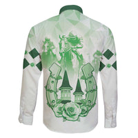 Kentucky Horse Racing Family Matching Off The Shoulder Long Sleeve Dress and Hawaiian Shirt 151st Anniversary Green Version LT05