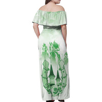 Kentucky Horse Racing Family Matching Off Shoulder Maxi Dress and Hawaiian Shirt 151st Anniversary Green Version LT05