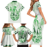 Kentucky Horse Racing Family Matching Short Sleeve Bodycon Dress and Hawaiian Shirt 151st Anniversary Green Version LT05