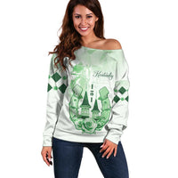 Kentucky Horse Racing Off Shoulder Sweater 151st Anniversary Green Version LT05