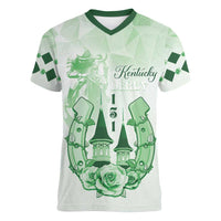 Kentucky Horse Racing Women V-Neck T-Shirt 151st Anniversary Green Version LT05