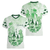 Kentucky Horse Racing Women V-Neck T-Shirt 151st Anniversary Green Version LT05
