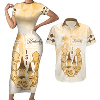 Kentucky Horse Racing Couples Matching Short Sleeve Bodycon Dress and Hawaiian Shirt 151st Anniversary Beige Version LT05