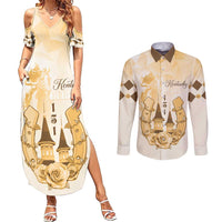 Kentucky Horse Racing Couples Matching Summer Maxi Dress and Long Sleeve Button Shirt 151st Anniversary Beige Version LT05