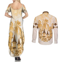 Kentucky Horse Racing Couples Matching Summer Maxi Dress and Long Sleeve Button Shirt 151st Anniversary Beige Version LT05