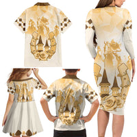Kentucky Horse Racing Family Matching Long Sleeve Bodycon Dress and Hawaiian Shirt 151st Anniversary Beige Version LT05