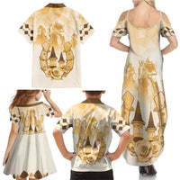 Kentucky Horse Racing Family Matching Summer Maxi Dress and Hawaiian Shirt 151st Anniversary Beige Version LT05