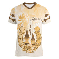 Kentucky Horse Racing Women V-Neck T-Shirt 151st Anniversary Beige Version LT05