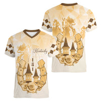 Kentucky Horse Racing Women V-Neck T-Shirt 151st Anniversary Beige Version LT05