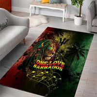 One Love Barbados Area Rug Rastafarian Lion Reggae Grunge Style
