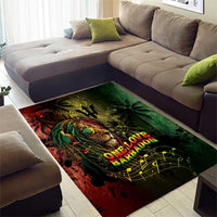 One Love Barbados Area Rug Rastafarian Lion Reggae Grunge Style