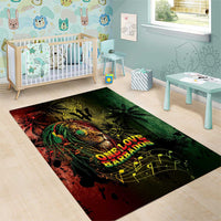 One Love Barbados Area Rug Rastafarian Lion Reggae Grunge Style