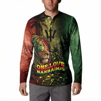One Love Barbados Button Sweatshirt Rastafarian Lion Reggae Grunge Style