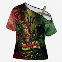 One Love Barbados Cross Shoulder Shirt Rastafarian Lion Reggae Grunge Style
