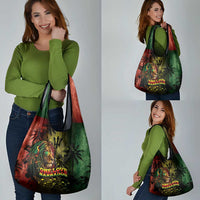 One Love Barbados Grocery Bag Rastafarian Lion Reggae Grunge Style