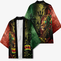 One Love Barbados Kimono Rastafarian Lion Reggae Grunge Style