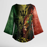 One Love Barbados Kimono Sleeve Blouse Rastafarian Lion Reggae Grunge Style