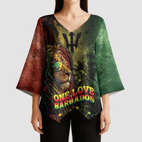 One Love Barbados Kimono Sleeve Blouse Rastafarian Lion Reggae Grunge Style