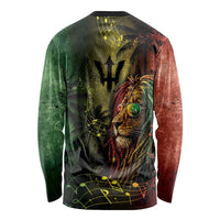 One Love Barbados Long Sleeve Shirt Rastafarian Lion Reggae Grunge Style