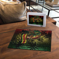 One Love Barbados Puzzle Rastafarian Lion Reggae Grunge Style