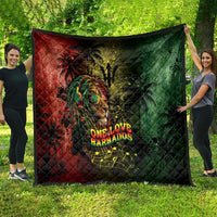 One Love Barbados Quilt Rastafarian Lion Reggae Grunge Style