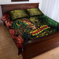 One Love Barbados Quilt Bed Set Rastafarian Lion Reggae Grunge Style