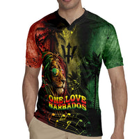 One Love Barbados Rugby Jersey Rastafarian Lion Reggae Grunge Style
