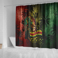 One Love Barbados Shower Curtain Rastafarian Lion Reggae Grunge Style