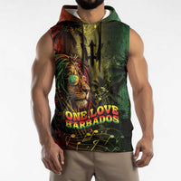 One Love Barbados Sleeveless Hoodie Rastafarian Lion Reggae Grunge Style