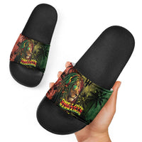 One Love Barbados Slide Sandals Rastafarian Lion Reggae Grunge Style