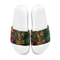 One Love Barbados Slide Sandals Rastafarian Lion Reggae Grunge Style