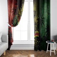 One Love Barbados Window Curtain Rastafarian Lion Reggae Grunge Style