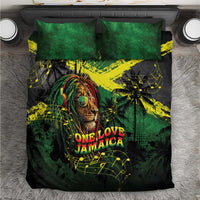 One Love Jamaica Bedding Set Rastafarian Lion Reggae Grunge Style