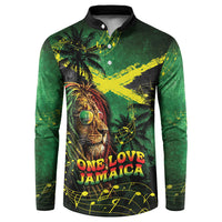 One Love Jamaica Button Sweatshirt Rastafarian Lion Reggae Grunge Style