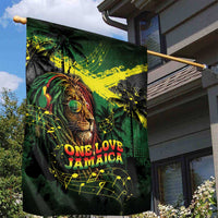 One Love Jamaica Garden Flag Rastafarian Lion Reggae Grunge Style