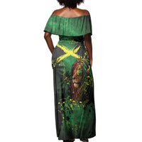 One Love Jamaica Off Shoulder Maxi Dress Rastafarian Lion Reggae Grunge Style
