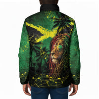 One Love Jamaica Padded Jacket Rastafarian Lion Reggae Grunge Style