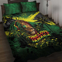 One Love Jamaica Quilt Bed Set Rastafarian Lion Reggae Grunge Style