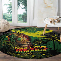 One Love Jamaica Round Carpet Rastafarian Lion Reggae Grunge Style