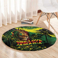 One Love Jamaica Round Carpet Rastafarian Lion Reggae Grunge Style