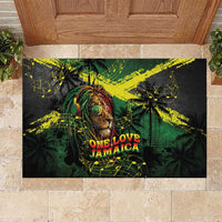 One Love Jamaica Rubber Doormat Rastafarian Lion Reggae Grunge Style