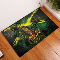 One Love Jamaica Rubber Doormat Rastafarian Lion Reggae Grunge Style
