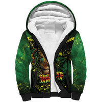 One Love Jamaica Sherpa Hoodie Rastafarian Lion Reggae Grunge Style