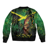 One Love Jamaica Sleeve Zip Bomber Jacket Rastafarian Lion Reggae Grunge Style