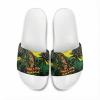 One Love Jamaica Slide Sandals Rastafarian Lion Reggae Grunge Style