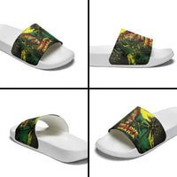 One Love Jamaica Slide Sandals Rastafarian Lion Reggae Grunge Style