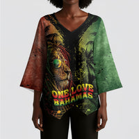 One Love Bahamas Kimono Sleeve Blouse Rastafarian Lion Reggae Grunge Style